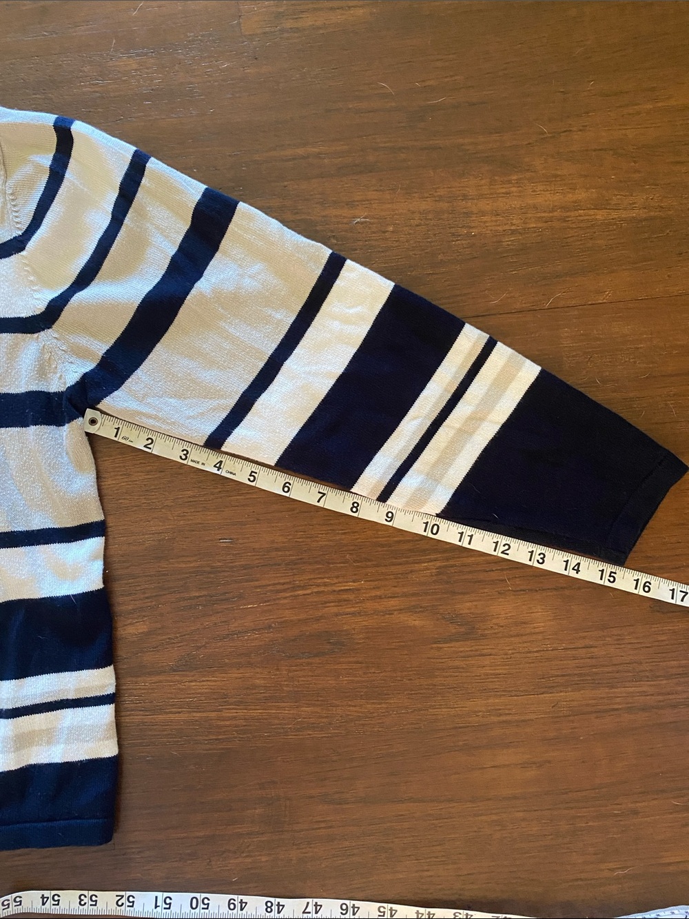 Crewneck Button-Front Striped Sweater - Navy cream and White - Picture 3 of 7
